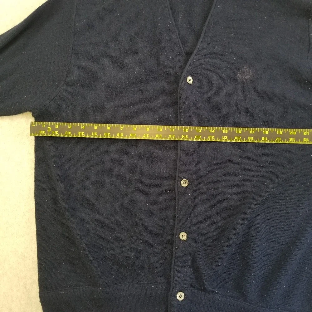 IZOD Cardigan Sweater Mens Large Navy Blue Button-Up Knit‎ VTG 90s Classic